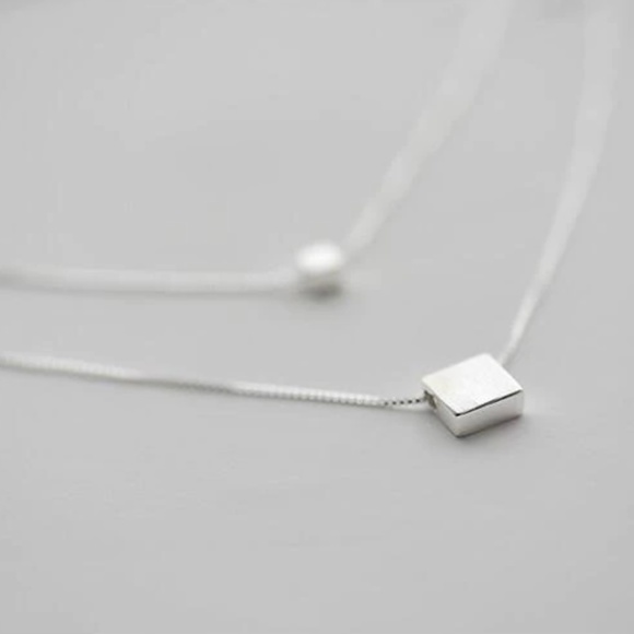 Jewelry - Sterling Silver Layered Squares Silver Necklace